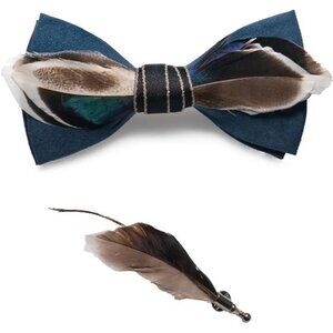 Handmade Feather Pre-tied Bow tie 09